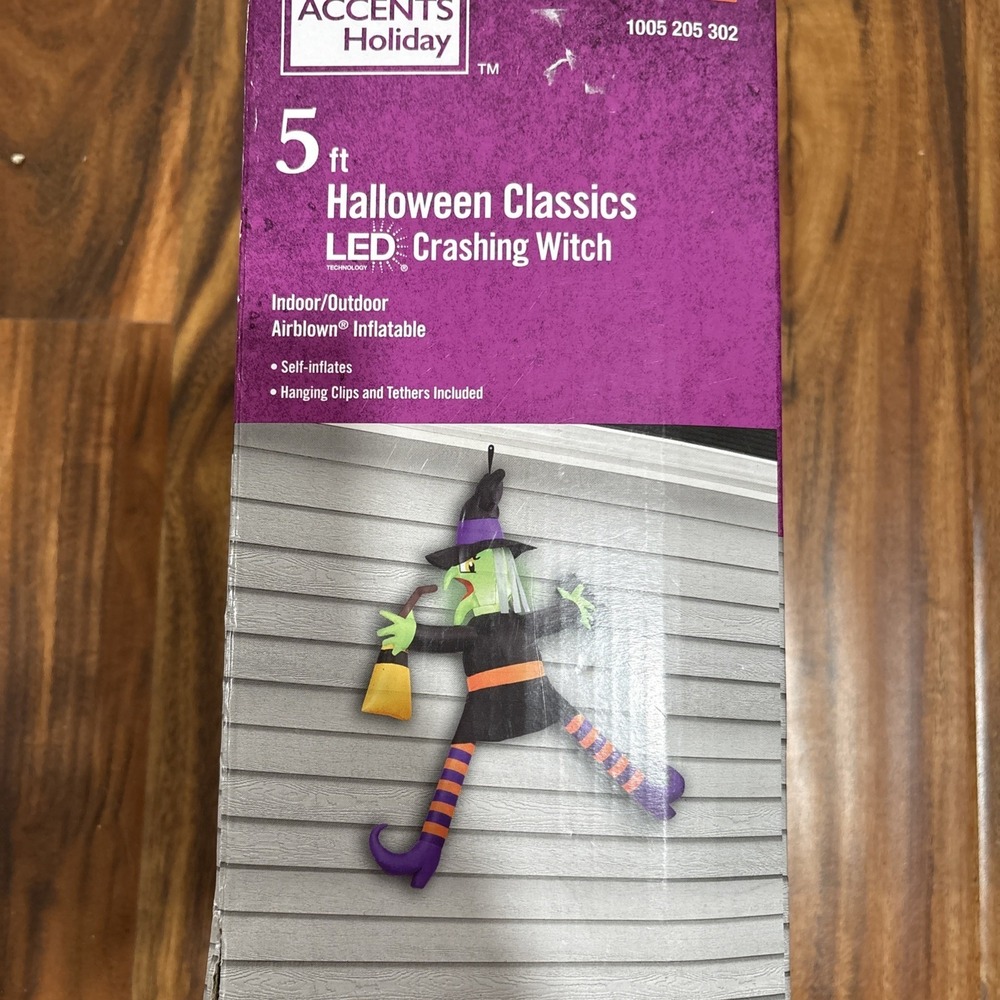 Home Accents Halloween LED Airblown Crashing Witch 5 ft Tall
